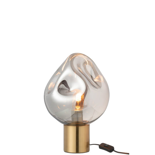 J-Line Lamp Goud Metaal/Glas Grijs