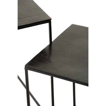 J-Line bijzettafel Vierkant Oxidize - ijzer - zwart/groen - set van 2