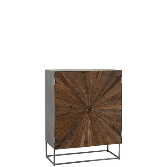 J-Line Kast Shanil 2 Deuren Hout/Ijzer Naturel/Grijs